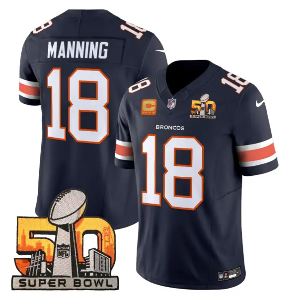 Mens Denver Broncos Super Bowl 50 Patch Vapor Limited Jersey Peyton Manning Jersey Navy