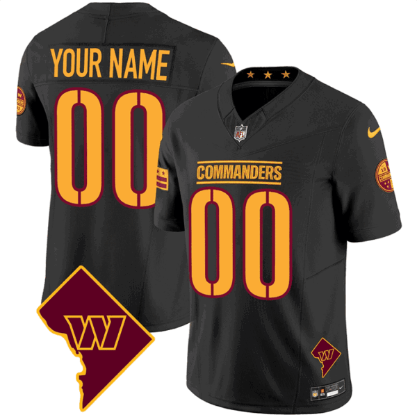 Washington Commanders Washington DC Map Patch Custom Jersey – All Stitched – Men – Black