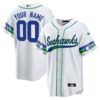 Seahawks Throwback & Gold Cool Base Custom Jersey V2 – All Stitched – Men – White