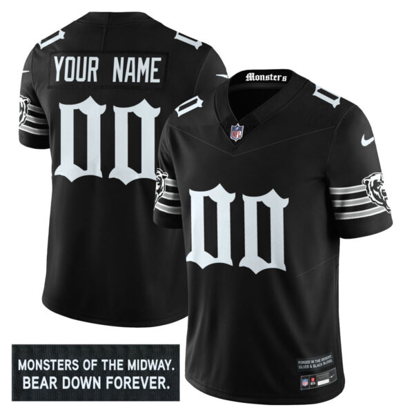 Chicago Bears ‘Gothic Monsters Edition’ Vapor Limited Custom Jersey – All Stitched Men Black Jersey