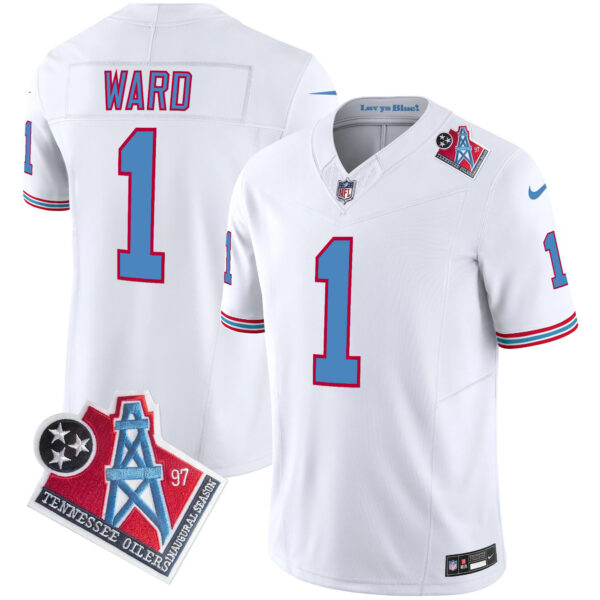 Men’s Titans 1997 Throwback Vapor Limited Jersey – All Stitched White Cam Ward Jersey