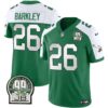 Men’s Eagles Jerome Brown Patch Kelly Green Alternate Jersey – All Stitched – Kelly Alternate – Saquon Barkley
