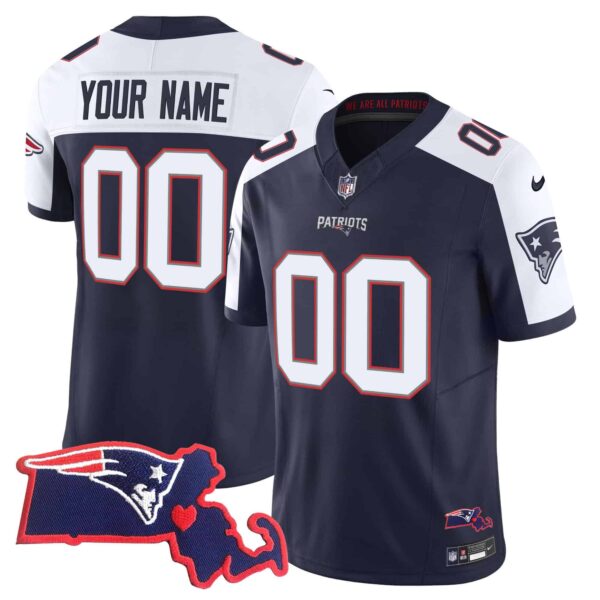 Patriots Massachusetts Patch Vapor Custom Jersey – All Stitched – Men – Alternate