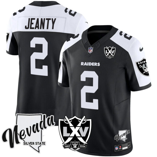 Men’s Raiders 2025 Vapor Limited Jersey – 65th Anniversary – All Stitched Black Alternate Asthon Jeanty Jersey