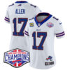 Women’s Bills 2024 AFC East Division Champions Vapor Limited Jersey – All Stitched – White – Josh Allen Jersey