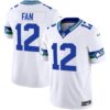 Men’s Seahawks Throwback Vapor Limited Jersey – All Stitched – White – 12th Fan