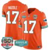 Men’s Dolphins Throwback Shula 347 Patch Vapor Jersey – All Stitched – Orange – Jaylen Waddle