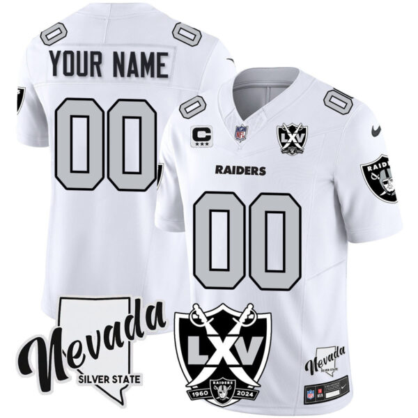 Raiders 2025 Vapor Limited Custom Jersey – 65th Anniversary – All Stitched Men White Jersey