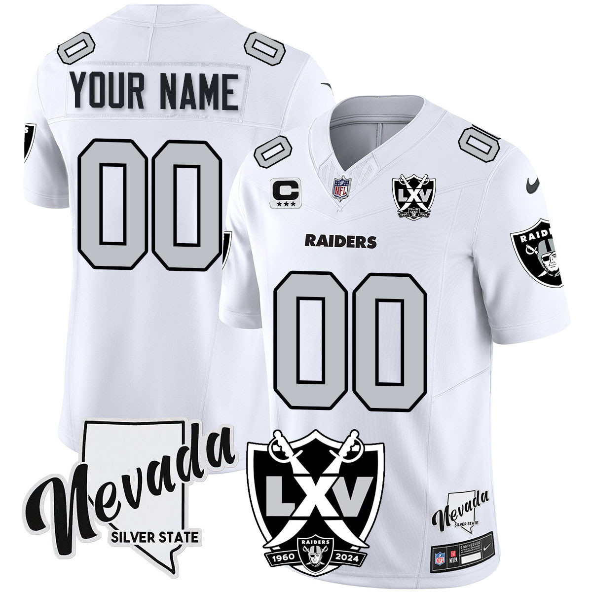Raiders 2025 Vapor Limited Custom Jersey – 65th Anniversary – All Stitched Men White Jersey