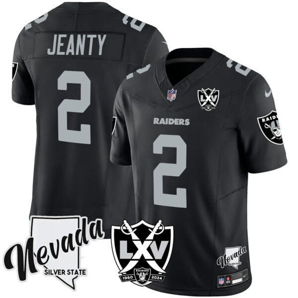 Men’s Raiders 2025 Vapor Limited Jersey – 65th Anniversary – All Stitched Black Asthon Jeanty Jersey
