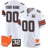 Browns #32 Jim Brown Memorial & Home Patch Vapor Limited Custom Jersey – All Stitched Men White Jersey