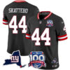 Men’s New York Giants 100th Season & State Patch Vapor Limited Jersey – All Stitched Black Cam Skattebo Jersey