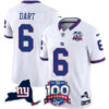 Men’s New York Giants 100th Season & State Patch Vapor Limited Jersey – All Stitched White Jaxson Dart Jersey