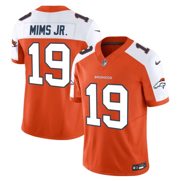 Men’s Denver Broncos Vapor Limited Jersey – All Stitched – Orange Alternate – Marvin Mims Jr.