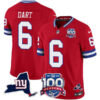 Men’s New York Giants 100th Season & State Patch Vapor Limited Jersey – All Stitched Red Jaxson Dart Jersey