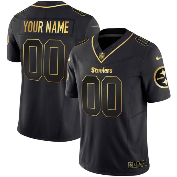 Steelers Gold Vapor Custom Jersey V2 – All Stitched – Men – Black Gold