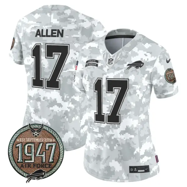 Womens Buffalo Bills 2024 Salute To Service Establishment Year Patch Vapor Limited Jersey Josh Allen Jersey Air Force