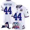 Men’s New York Giants 100th Season & State Patch Vapor Limited Jersey – All Stitched White Cam Skattebo Jersey