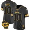 Men’s Packers Home Patch Gold Vapor Jersey – All Stitched – Black Gold – Jordan Love