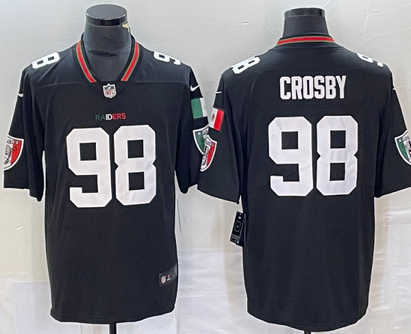 Men’s Las Vegas Raiders #98 Maxx Crosby Black Mexico Vapor Limited Football Stitched Jersey