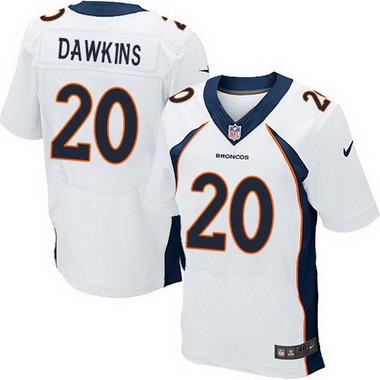 Men’s Denver Broncos #20 Brian Dawkins White Retired Player NFL Nike Elite Jersey