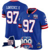 Men’s New York Giants 100th Season & State Patch Vapor Limited Jersey – All Stitched Royal Dexter Lawrence II Jersey