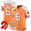 Men’s Tampa Bay Buccaneers Throwback 50th Season Patch Vapor Limited Jersey – All Stitched Creamsicle Aternate Baker Mayfield Jersey