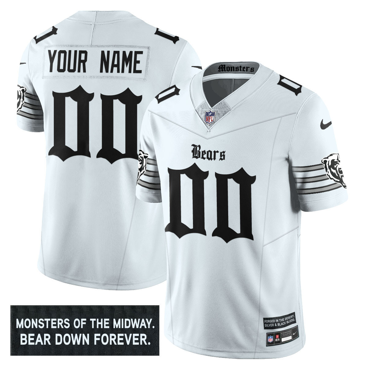 Chicago Bears ‘Gothic Monsters Edition’ Vapor Limited Custom Jersey – All Stitched Men White Jersey