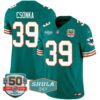 Men’s Dolphins Throwback Shula 347 Patch Vapor Jersey – All Stitched – Aqua – Larry Csonka