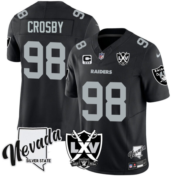 Men’s Raiders 2025 Vapor Limited Jersey – 65th Anniversary – All Stitched Black Maxx Crosby Jersey