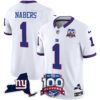 Men’s New York Giants 100th Season & State Patch Vapor Limited Jersey – All Stitched White Malik Nabers Jersey