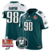 Men’s Philadelphia Eagles Super Bowl LIX Champions Jersey – All Stitched Alternate Green Jalen Carter – 98 Jersey
