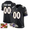 Baltimore Ravens 2024 Maryland Flag Vapor Limited Custom Jersey – All Stitched – Black Jersey