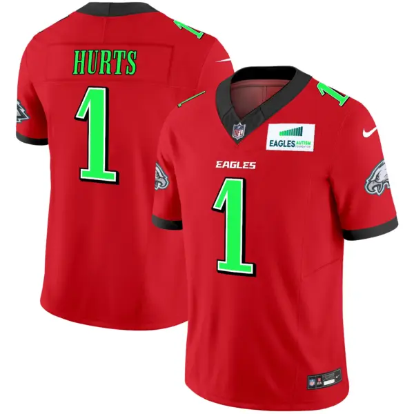 Mens Philadelphia Eagles Autism Foundation Patch Vapor Limited Jersey Jalen Hurts Jersey Red