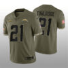 Men’s Los Angeles Chargers #21 LaDainian Tomlinson 2022 Olive Salute To Service Limited Stitched Jersey