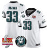 Men’s Philadelphia Eagles Super Bowl LIX Champions Jersey – All Stitched White Cooper DeJean – 33 Jersey