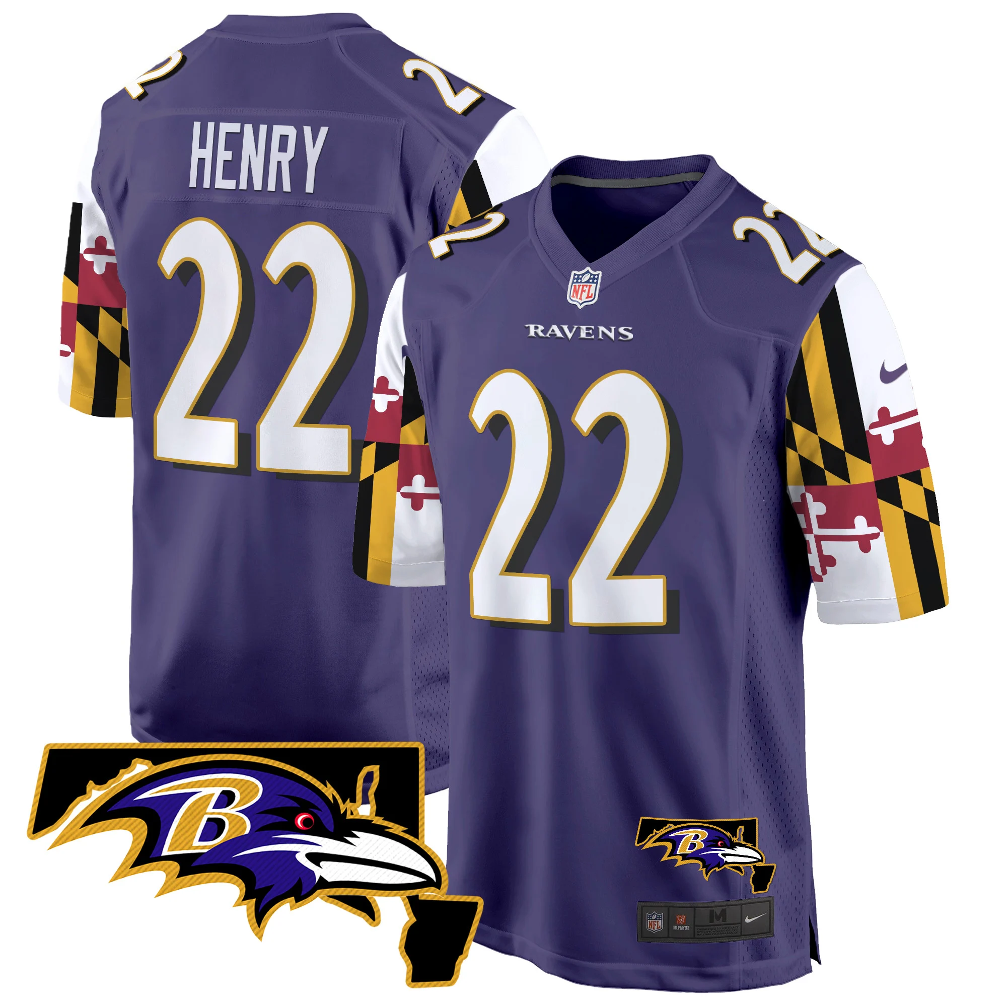 Mens Baltimore Ravens Maryland Flag Game Jersey Derrick Henry Jersey Purple