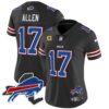 Women’s Bills New York Patch Vapor Limited Jersey – All Stitched – Black – Josh Allen