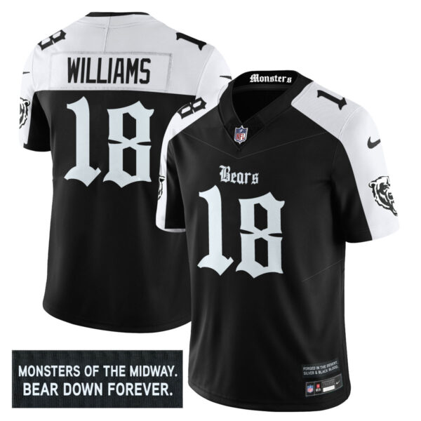 Men’s Chicago Bears ‘Gothic Monsters Edition’ Vapor Limited Jersey – All Stitched Black Alternate Caleb Williams – 18 Jersey