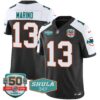Men’s Dolphins Throwback Shula 347 Patch Vapor Jersey – All Stitched – Black Alternate – Dan Marino