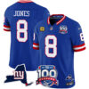 Men’s New York Giants 100th Season & State Patch Vapor Limited Jersey – All Stitched Royal Daniel Jones Jersey