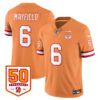 Tampa Bay Buccaneers ’76 Vapor Limited Jersey – All Stitched – Creamsicle – Baker Mayfield – 6 Jersey