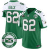 Philadelphia Eagles 2024 Throwback Vapor Limited Jersey – Est. 1933 Patch – All Stitched – Kelly Alternate – Jason Kelce Jersey