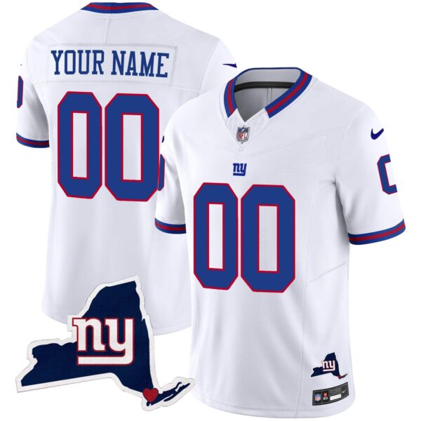Giants New York State Map Patch Limited Custom Jersey V2 – All Stitched – Men – White