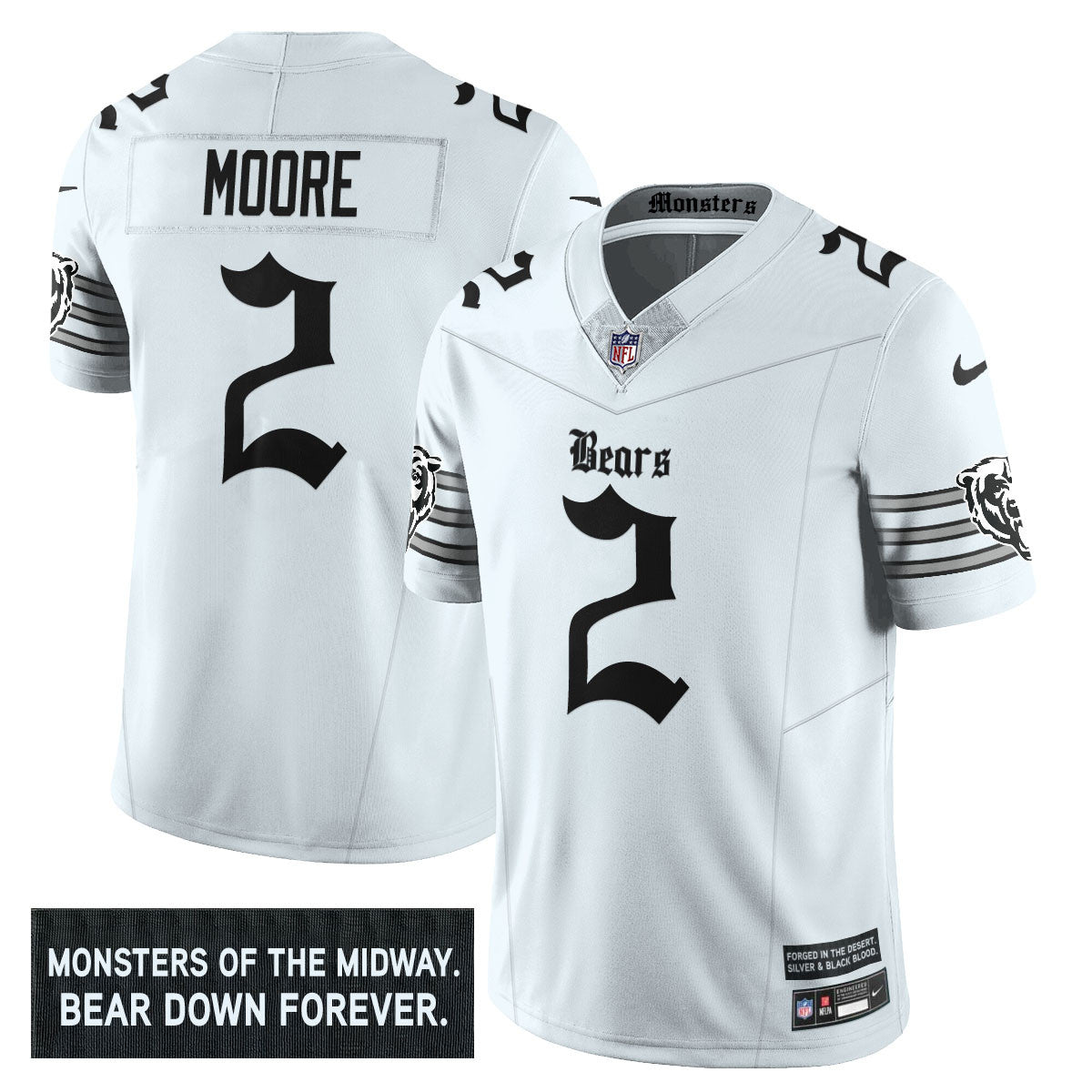 Chicago Bears ‘Gothic Monsters Edition’ Vapor Limited Jersey – All Stitched – White – DJ Moore – 2 Jersey