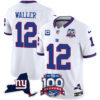 Men’s New York Giants 100th Season & State Patch Vapor Limited Jersey – All Stitched White Darren Waller Jersey