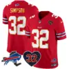 Mens Buffalo Bills OJ Simpson Patch Gold Trim Vapor Limited Jersey OJ Simpson Jersey Red