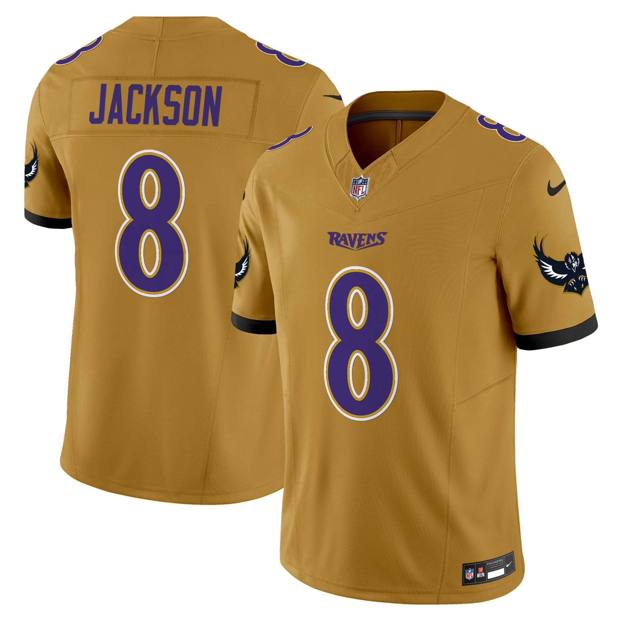 Mens Baltimore Ravens Special Vapor Limited Jersey V2 Lamar Jackson Jersey Gold