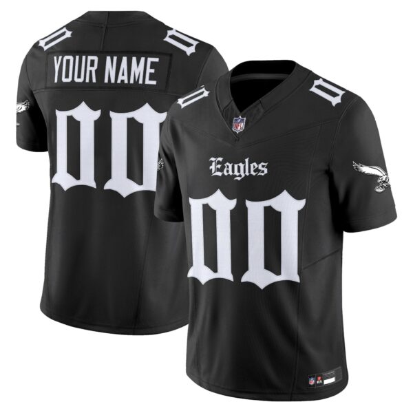 Philadelphia Eagles ‘Gothic Philly Edition’ Vapor Limited Custom Jersey – All Stitched – Black Jersey