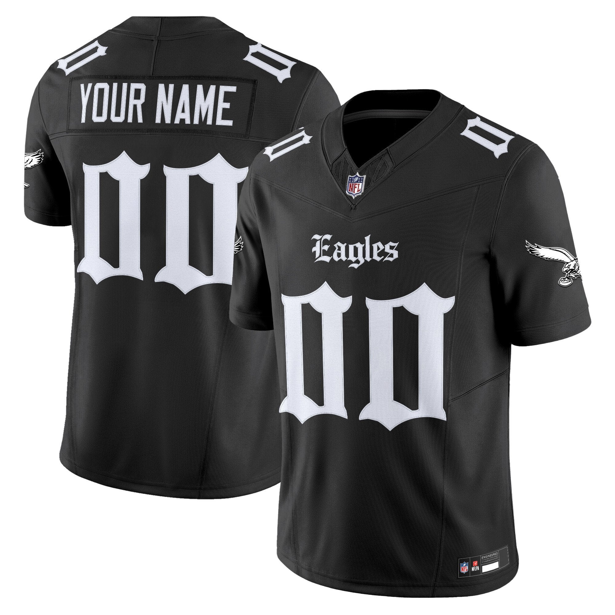 Philadelphia Eagles ‘Gothic Philly Edition’ Vapor Limited Custom Jersey – All Stitched – Black Jersey